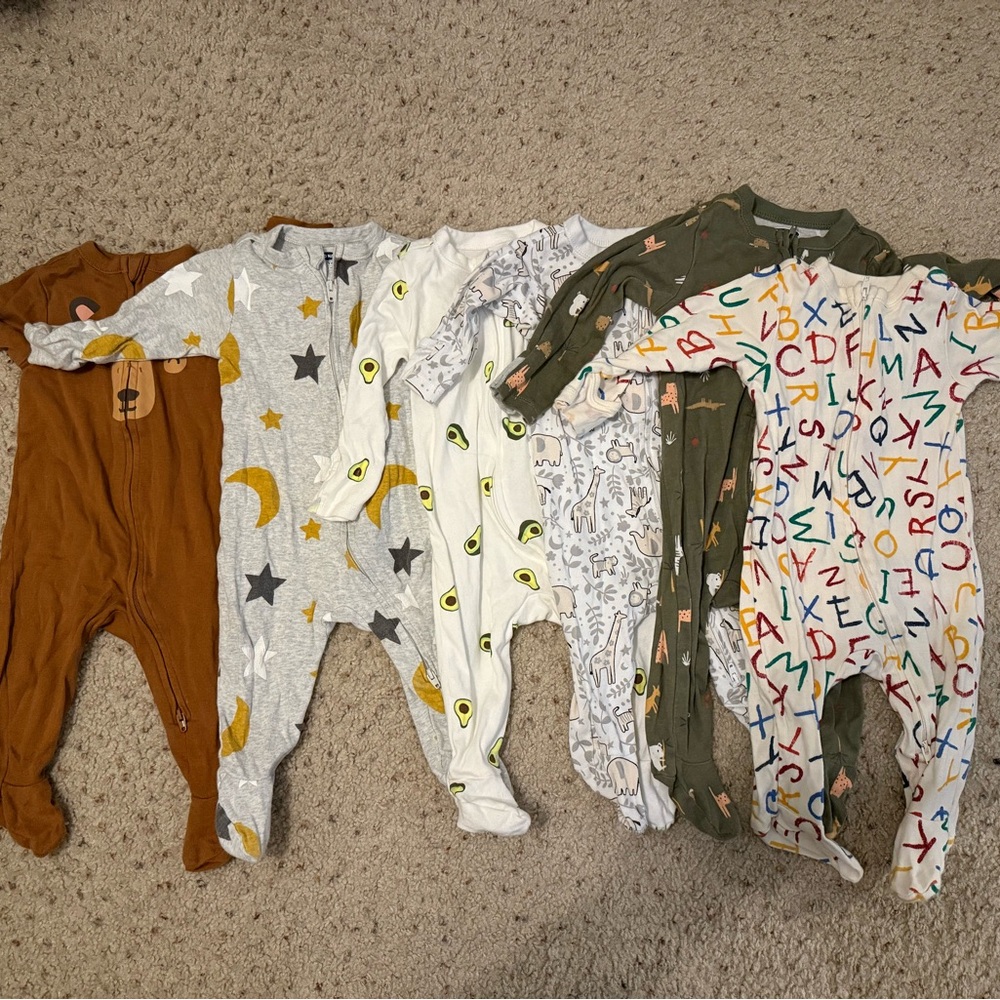 Old Navy 6–9M Double Zip Footed Sleepers Bundle (6)